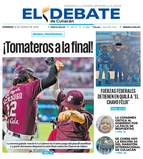 Portada de El Debate de Culiacán