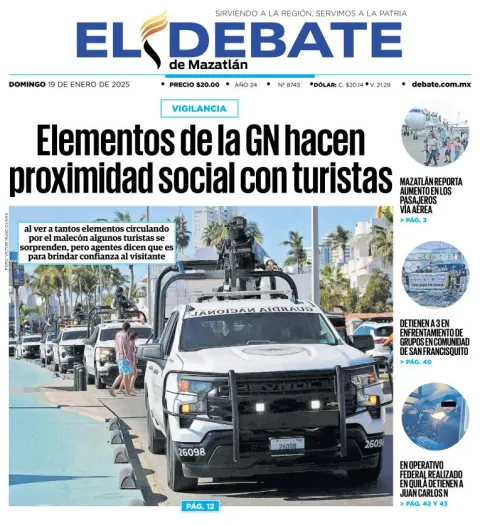 Portada de El Debate de Mazatlán