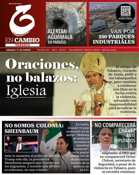Portada de En Cambio - Tabasco (portada) del sábado, 11 de enero de 2025