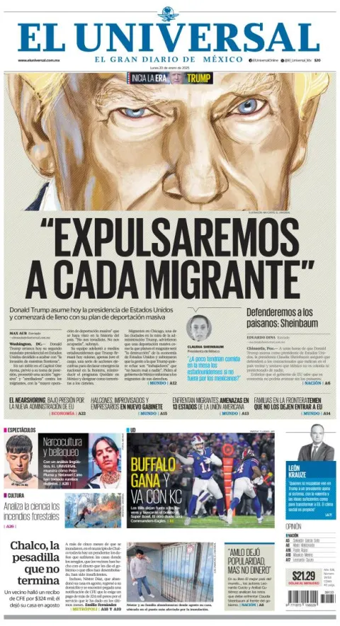 Portada de El Universal
