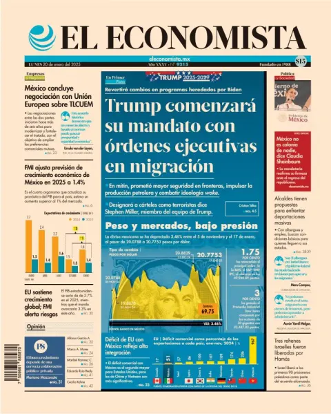 Portada de El Economista del lunes, 20 de enero de 2025