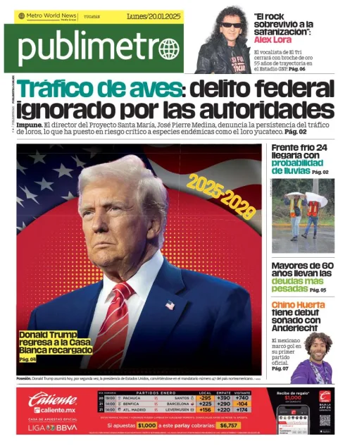 Portada de Publimetro Mérida del lunes, 20 de enero de 2025