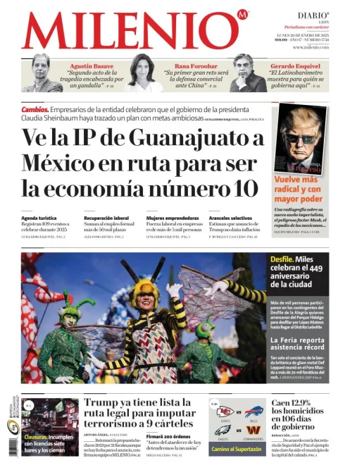 Portada de Milenio León del lunes, 20 de enero de 2025