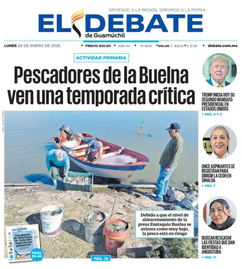 Portada de El Debate de Guamúchil del lunes, 20 de enero de 2025