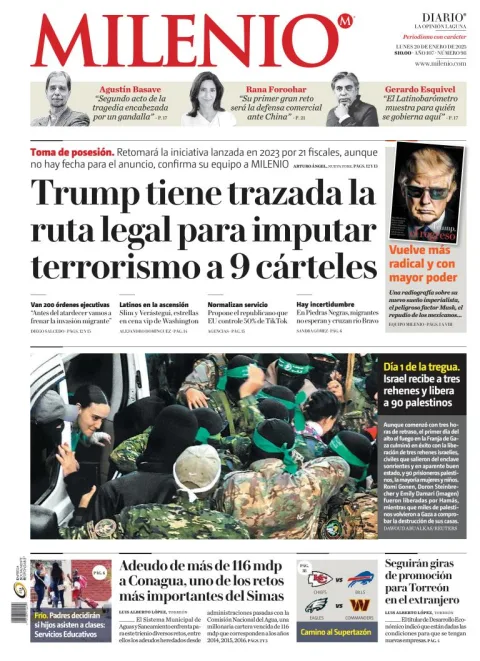 Portada de Milenio Laguna del lunes, 20 de enero de 2025