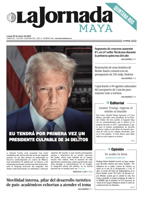 Portada de La Jornada Maya Quintana Roo del lunes, 20 de enero de 2025