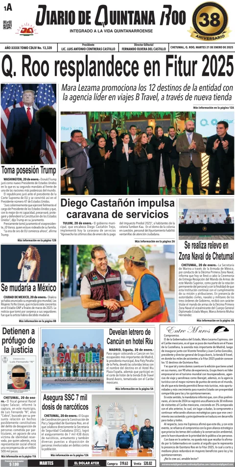 Portada de Diario de Quintana Roo (portada)