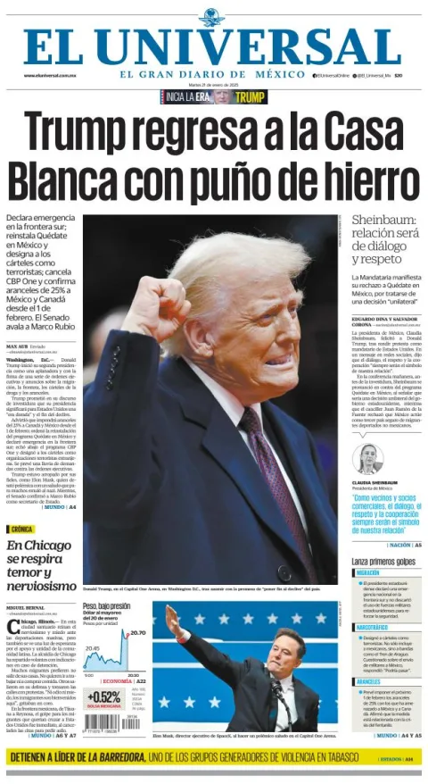 Portada de El Universal