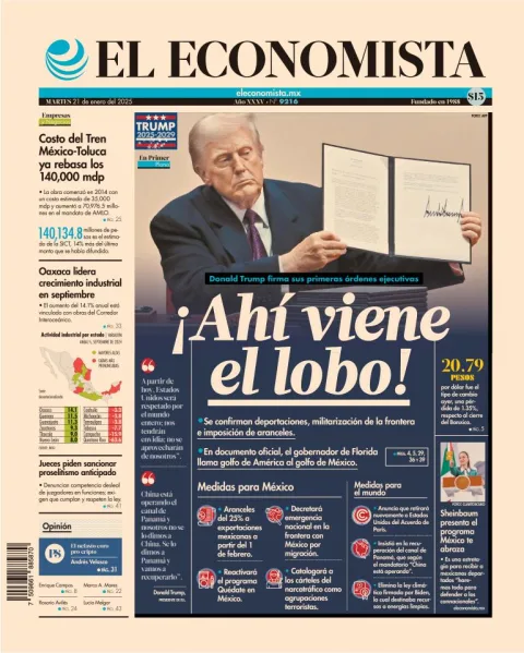 Portada de El Economista del martes, 21 de enero de 2025