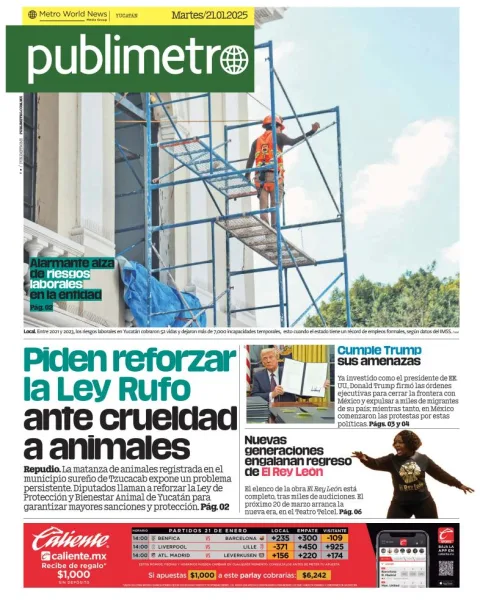 Portada de Publimetro Mérida del martes, 21 de enero de 2025