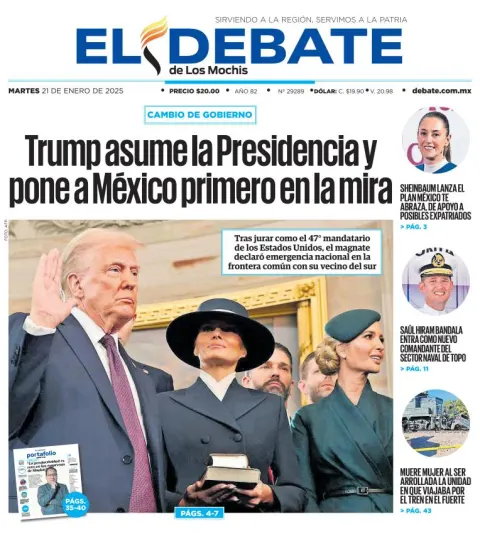 Portada de El Debate de los Mochis del martes, 21 de enero de 2025