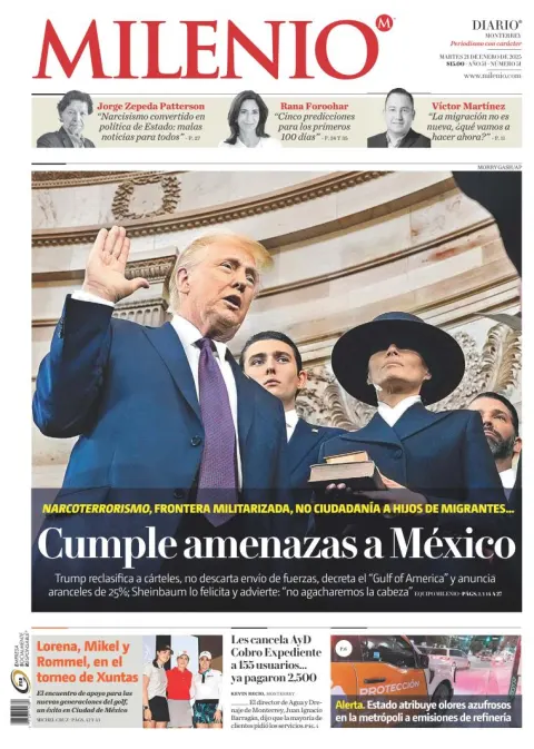 Portada de Milenio Monterrey del 2025-01-21