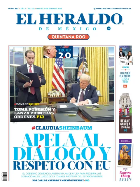 Portada de El Heraldo de Mexico - Quintana Roo del martes, 21 de enero de 2025