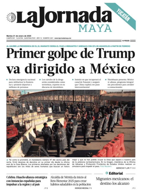Portada de La Jornada Maya Yucatán del martes, 21 de enero de 2025