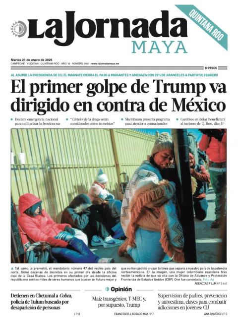Portada de La Jornada Maya Quintana Roo del martes, 21 de enero de 2025