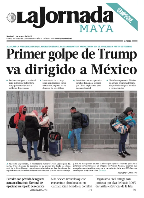 Portada de La Jornada Maya Campeche del martes, 21 de enero de 2025