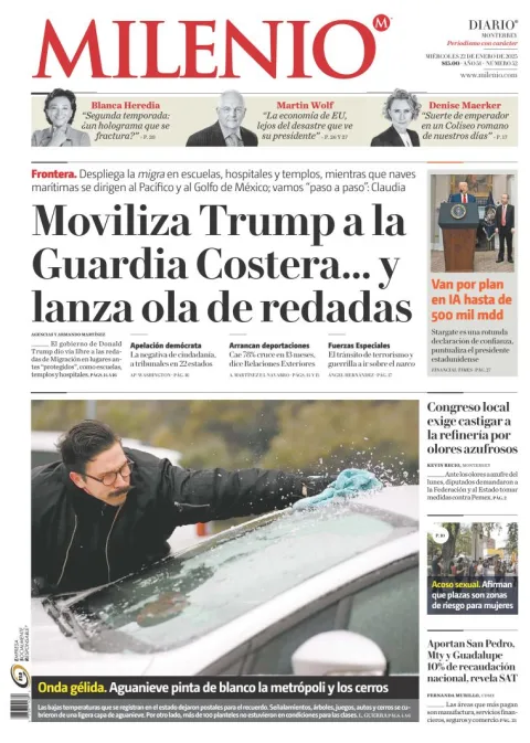 Portada de Milenio Monterrey del 2025-01-22