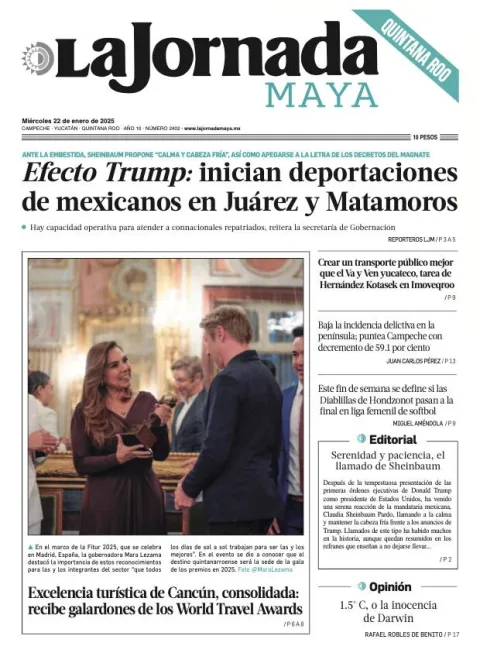 Portada de La Jornada Maya Quintana Roo del miércoles, 22 de enero de 2025