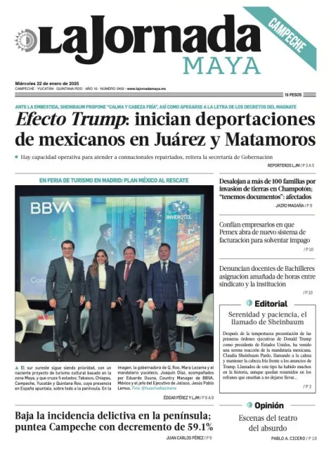 Portada de La Jornada Maya Campeche del miércoles, 22 de enero de 2025