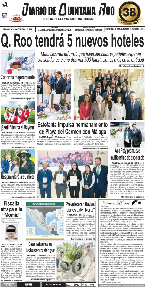 Portada de Diario de Quintana Roo (portada)