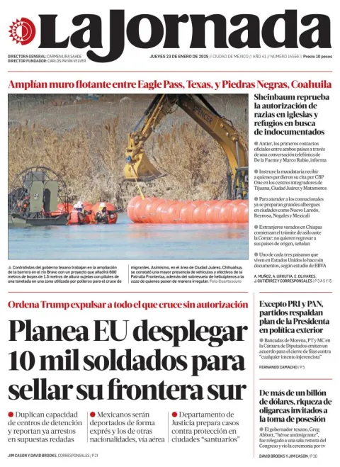 Portada de La Jornada