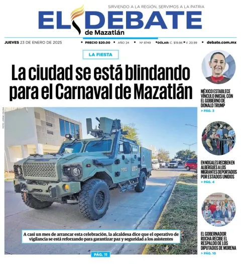 Portada de El Debate de Mazatlán