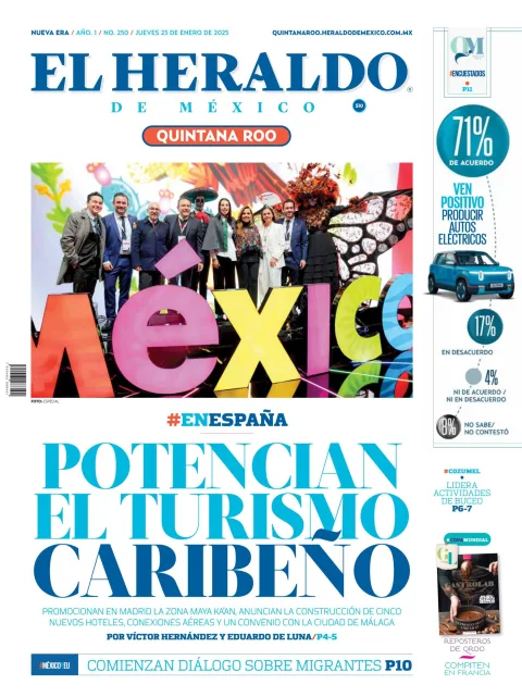 Portada de El Heraldo de Mexico - Quintana Roo del jueves, 23 de enero de 2025
