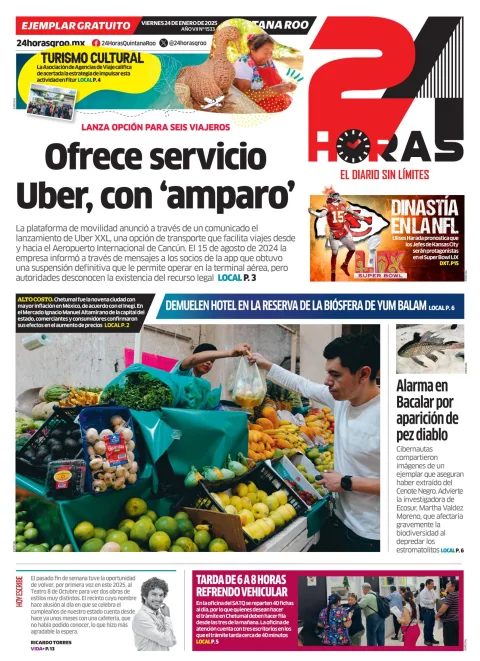 Portada de 24 Horas Quintana Roo