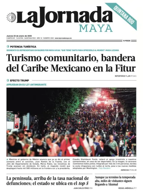Portada de La Jornada Maya Quintana Roo del jueves, 23 de enero de 2025