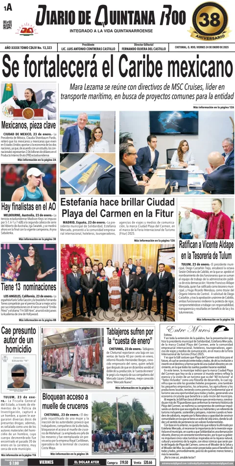 Portada de Diario de Quintana Roo (portada)