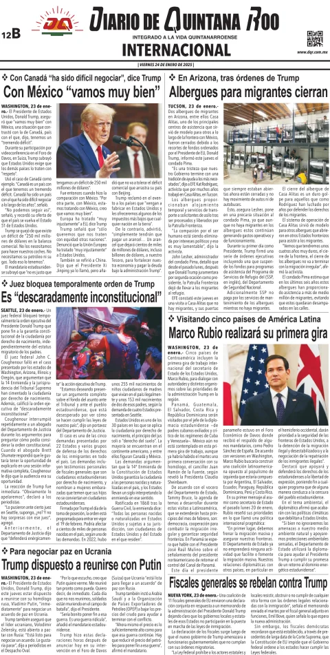 Portada de Diario de Quintana Roo (contra Portada)