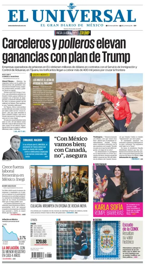 Portada de El Universal