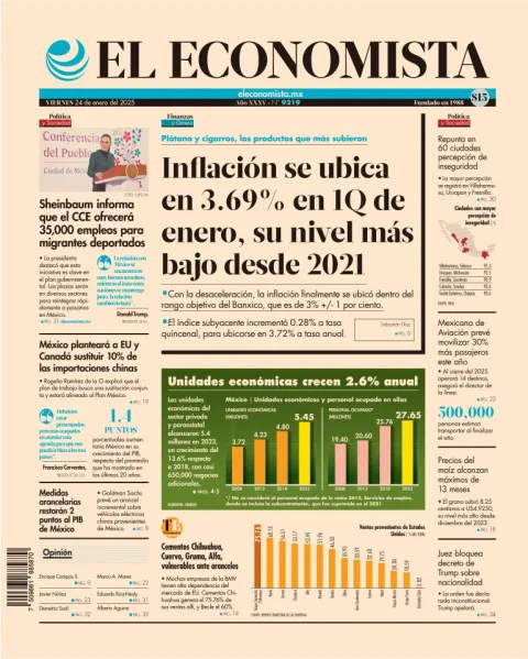 Portada de El Economista del viernes, 24 de enero de 2025