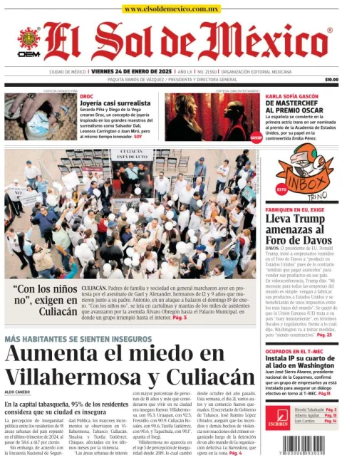 Portada de El Sol de México del viernes, 24 de enero de 2025