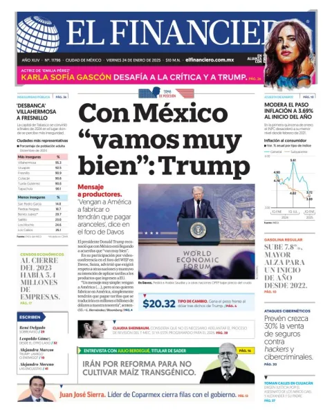 Portada de El Financiero del viernes, 24 de enero de 2025