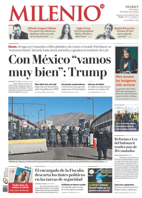 Portada de Milenio Monterrey del 2025-01-24
