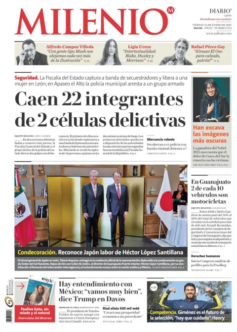 Portada de Milenio León del viernes, 24 de enero de 2025
