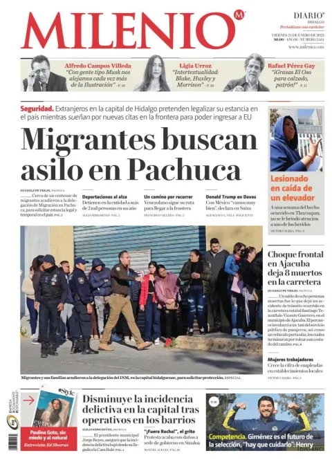 Portada de Milenio Hidalgo del viernes, 24 de enero de 2025