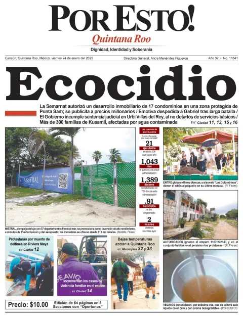 Portada de Por Esto (quintana Roo Cancun) del viernes, 24 de enero de 2025