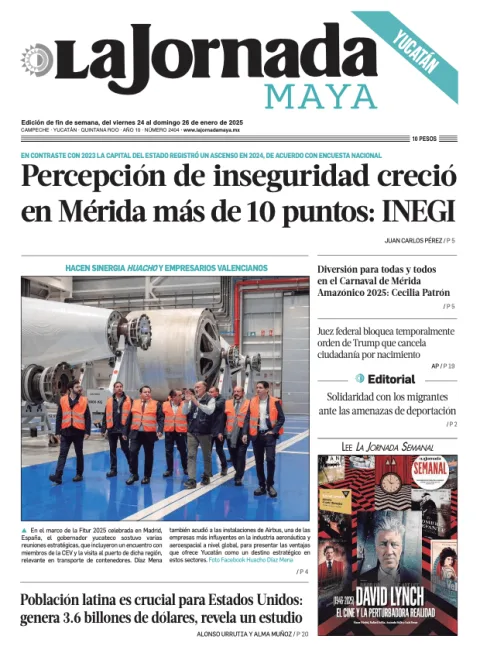 Portada de La Jornada Maya Yucatán del viernes, 24 de enero de 2025