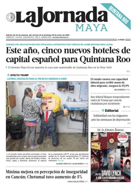 Portada de La Jornada Maya Quintana Roo del viernes, 24 de enero de 2025