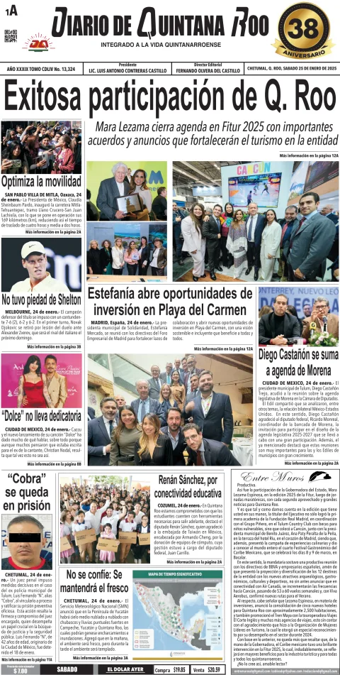 Portada de Diario de Quintana Roo (portada)
