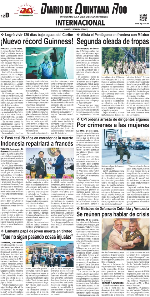 Portada de Diario de Quintana Roo (contra Portada)