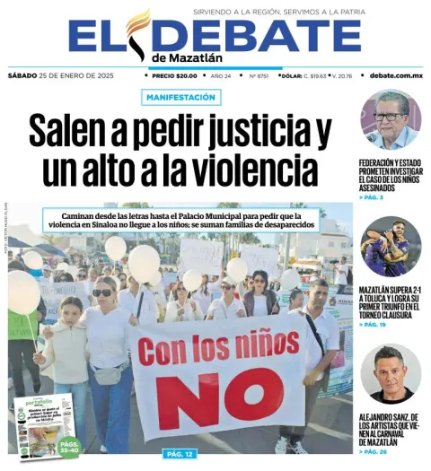 Portada de El Debate de Mazatlán