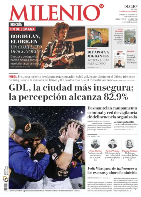 Portada de Milenio Jalisco del sábado, 25 de enero de 2025