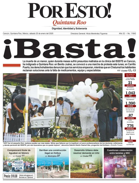 Portada de Por Esto (quintana Roo Cancun) del sábado, 25 de enero de 2025