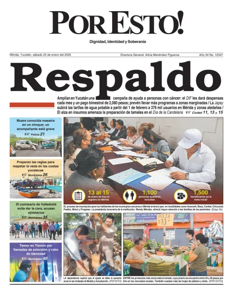 Portada de Por Esto (merida, Yucatan) del sábado, 25 de enero de 2025