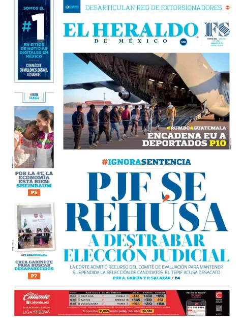Portada de El Heraldo de Mexico del sábado, 25 de enero de 2025