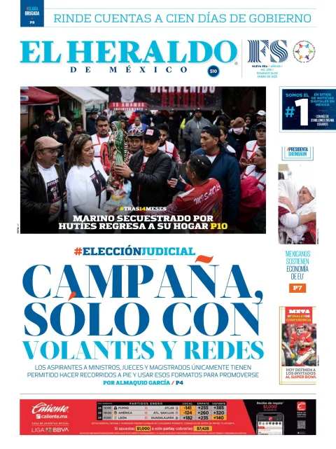Portada de El Heraldo de Mexico del domingo, 26 de enero de 2025