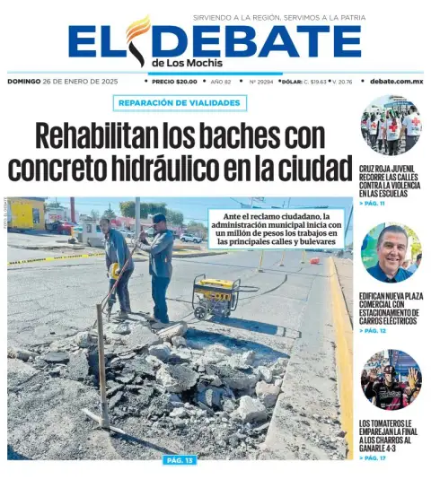Portada de El Debate de los Mochis del domingo, 26 de enero de 2025